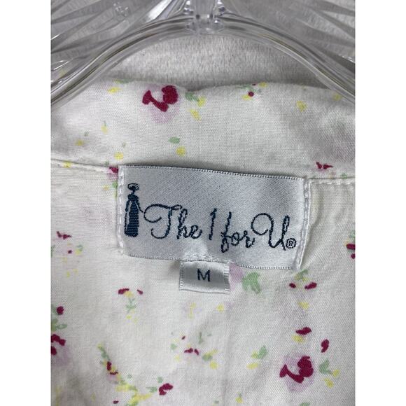 THE 1 FOR U Nightgown Sz M Floral Eyelet Lace Button Up Cotton Prairie - Picture 4 of 10